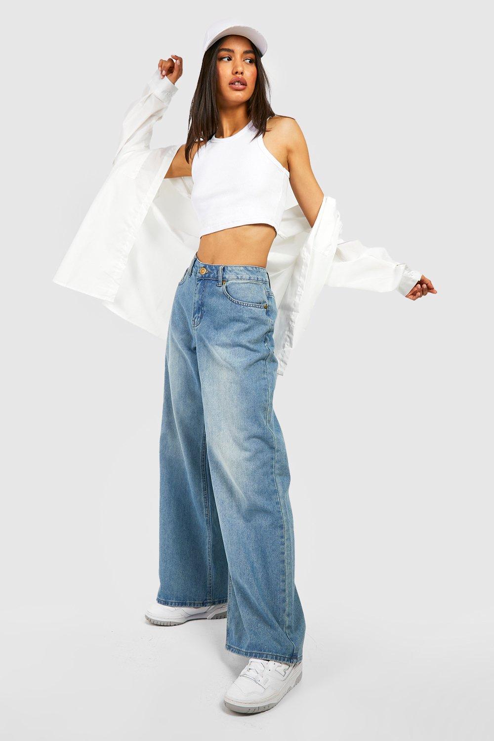 Mid Waist Vintage Wash Baggy Jeans